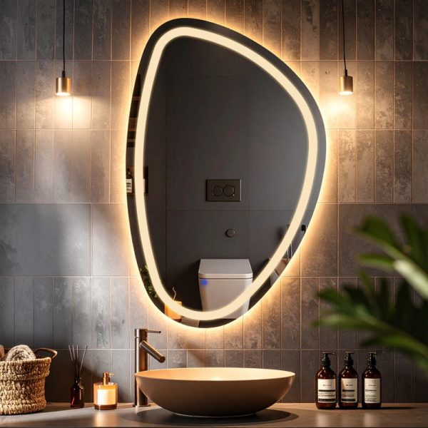 Diagonale Asymmetric LED Mirror – Touch Sensor Dimmable Bathroom Vanity Mirror