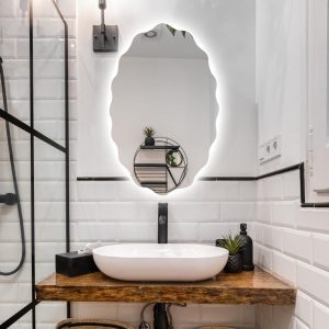 Asymmetrical LED Wall Mirror – Luxury Backlit Oval Bathroom & Vanity Mirror