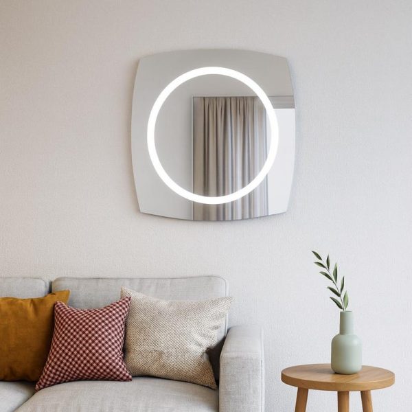 Modern Asymmetrical LED Mirror – Minimalist Lighted Bathroom Wall Decor - Image 2
