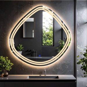 Nomari Asymmetric LED Mirror – Touch Sensor Dimmable Bathroom Vanity Mirror
