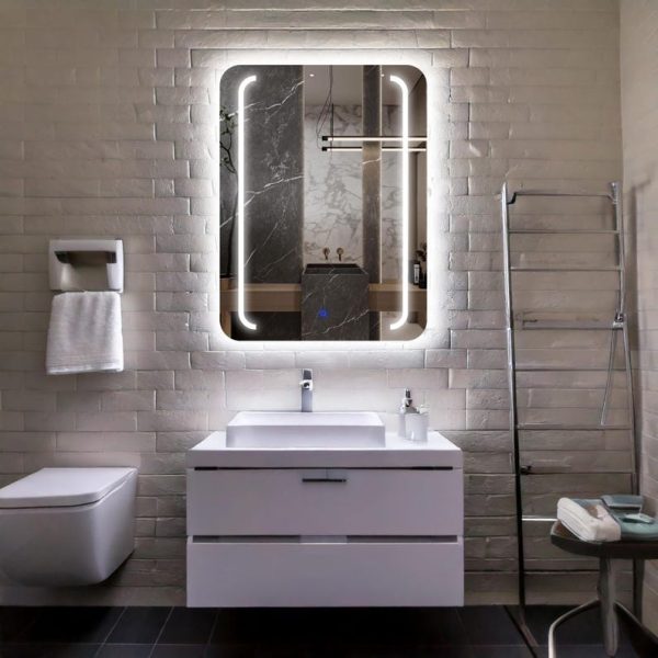 RectaV LED Rectangular Mirror – Touch Sensor Dimmable Bathroom Vanity Mirror - Image 3