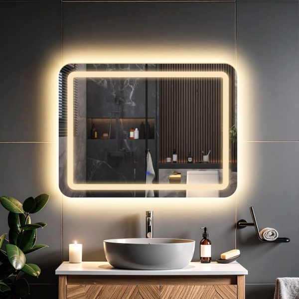 Quadra LED Rectangular Mirror – Touch Sensor Dimmable Bathroom Vanity Mirror - Image 4
