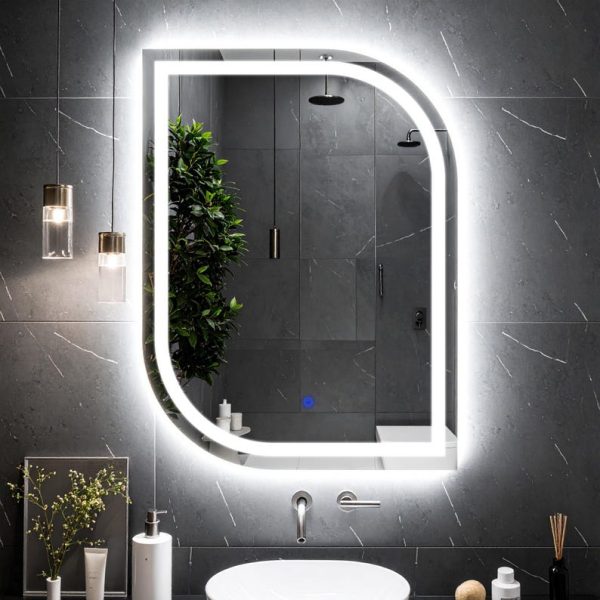 Curva LED Rectangular Mirror – Touch Sensor Dimmable Bathroom Vanity Mirror - Image 4