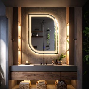 Curva LED Rectangular Mirror – Touch Sensor Dimmable Bathroom Vanity Mirror