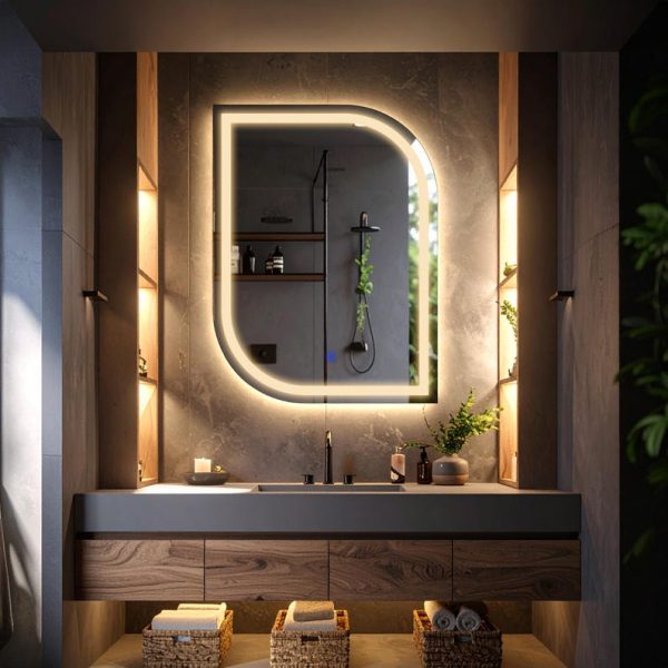 Curva LED Rectangular Mirror – Touch Sensor Dimmable Bathroom Vanity Mirror