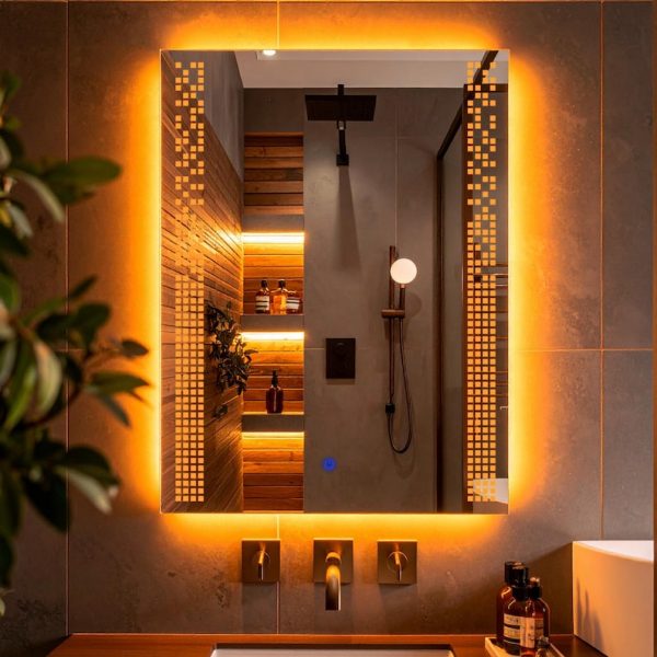 Velano LED Rectangular Mirror – Touch Sensor Dimmable Bathroom Vanity Mirror - Image 4