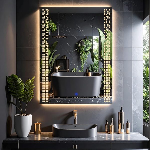 Velano LED Rectangular Mirror – Touch Sensor Dimmable Bathroom Vanity Mirror - Image 5