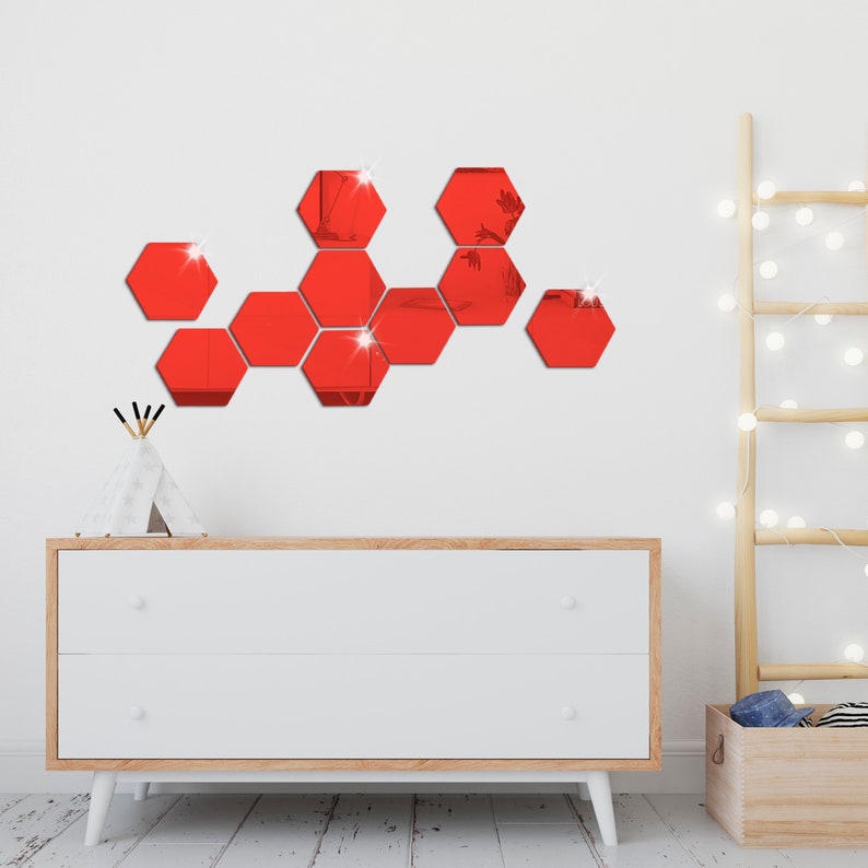 Acrylic Hexagon Wall Mirror Stickers – Peel & Stick Décor Set