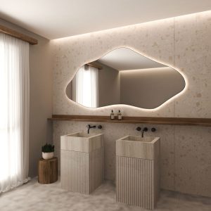 Asymmetrical LED Bathroom Mirror – Irregular Backlit Design