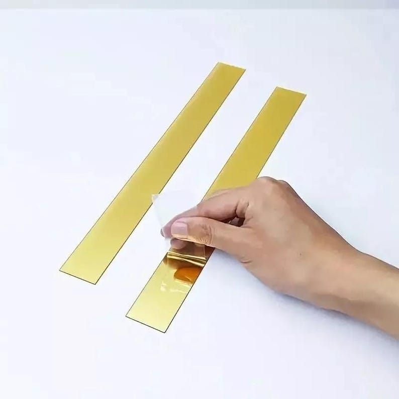 Golden Glass Mirror Strip – Decorative Wall Decal Trim