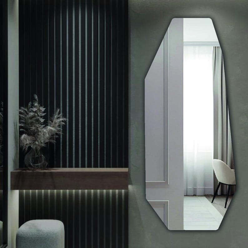 Asymmetrical LED Wall Mirror – Modern Geometric Backlit Vanity Mirror