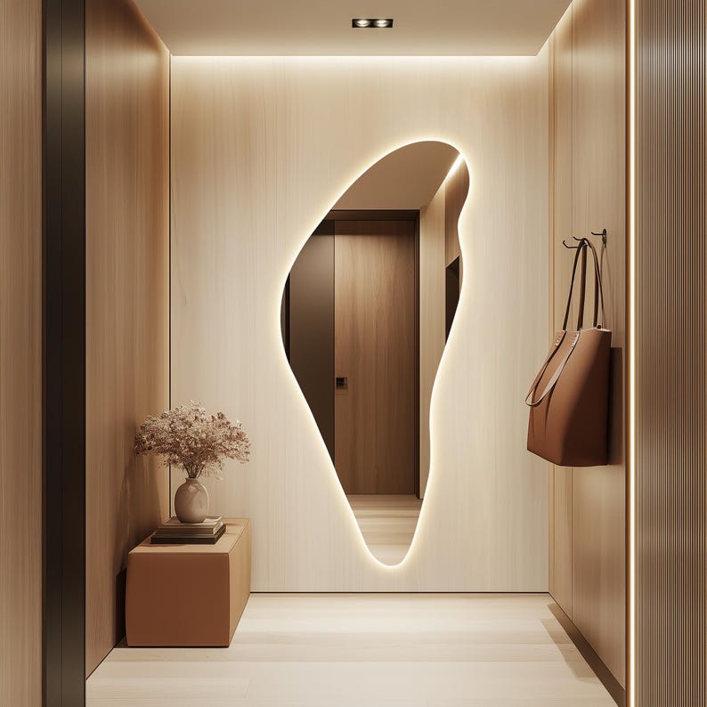 Full Length LED Statement Mirror – Irregular Backlit Wall Decor