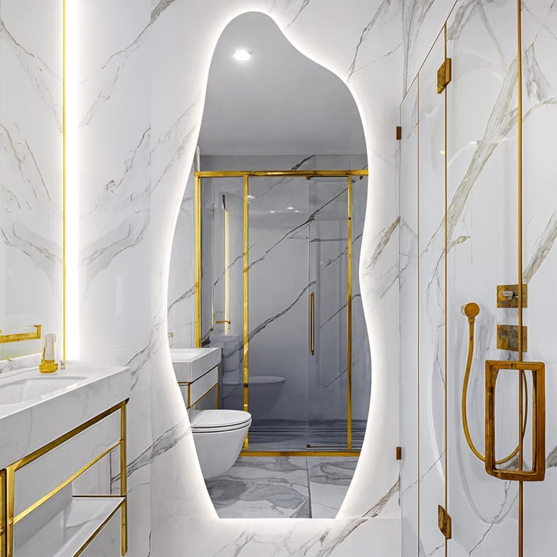 Asymmetrical Full Length LED Mirror – Irregular Tall Backlit Body Mirror